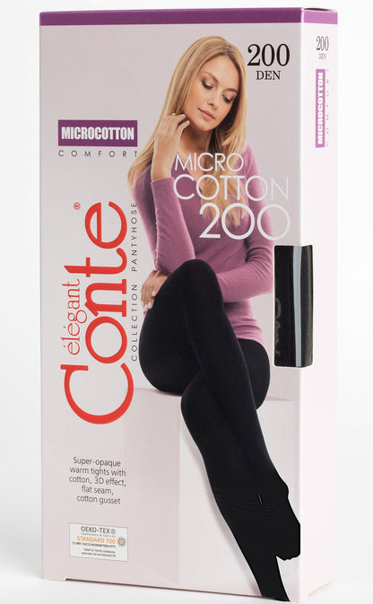 Conte Microcotton 200 Den - Cotton Warm Opaque Women's Tights (18С-70СП)