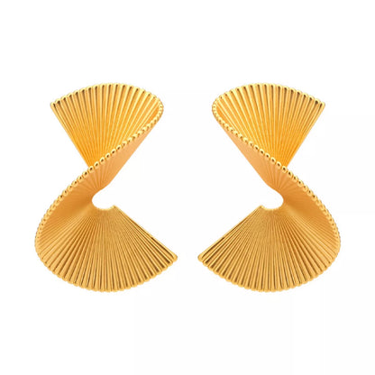 18K Gold-Plated Copper Fan-Shaped Earrings