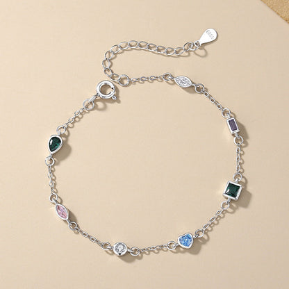 925 Sterling Silver Geometric Charm Bracelet