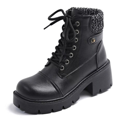 Round Toe Block Heels Boots