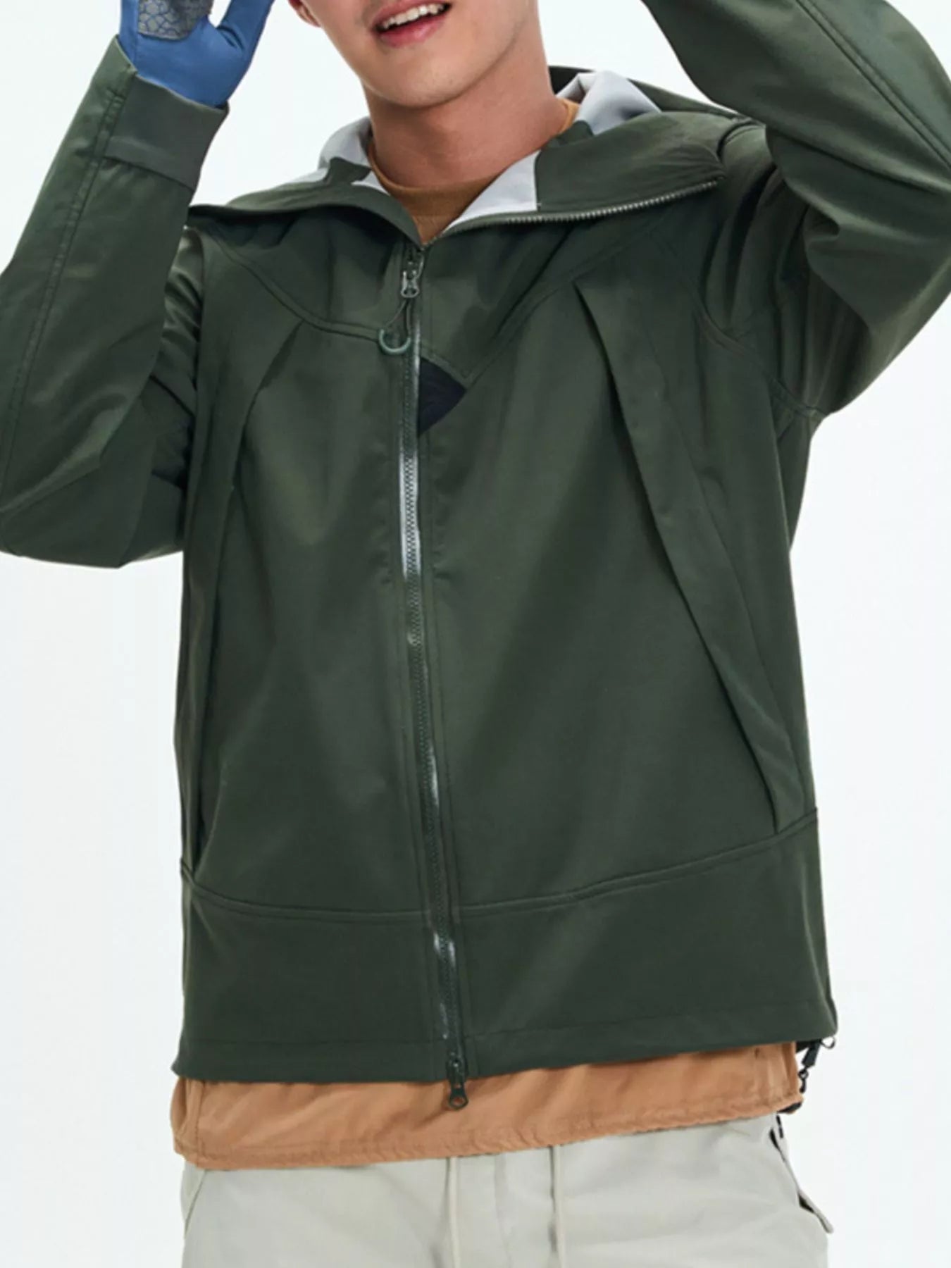 Men's Full Size Zip Up Long Sleeve Hooded Jacket Plus Size
