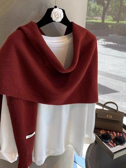 Wool Knitted Asymmetrical Shawl