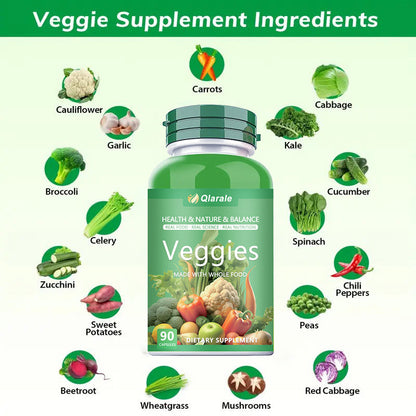 Whole Food Fruits And Veggies Supplement, 30 Servings 90 Capsules Daily 3 Caps 5 Servings Of Fresh Produce