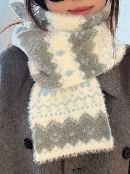 Animal Pattern Fuzzy Scarf