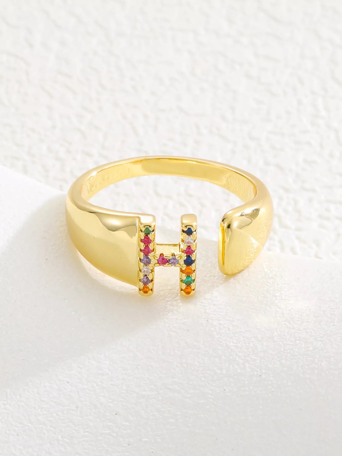 18K Gold-Plated Zircon Letter Ring