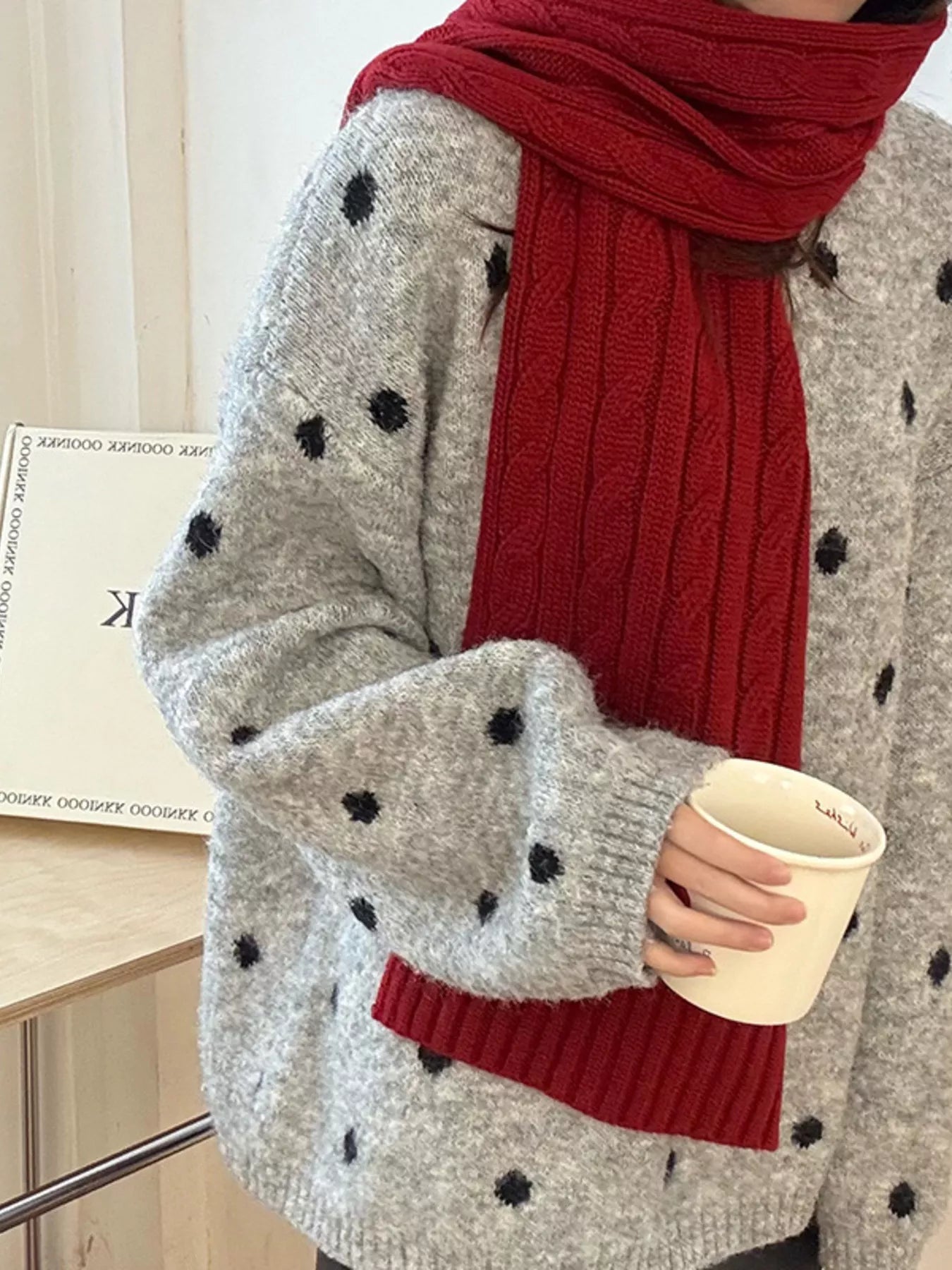 Ribbed Knitted Winter Scarf