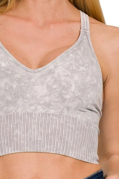 Zenana Washed Crisscross Strap Back Seamless Tank Top