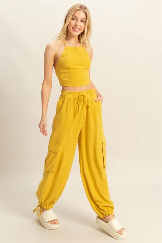 HYFVE Crop Top and Cargo Pants Set