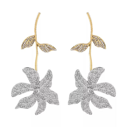 Rhinestone Flower Dangle Earrings