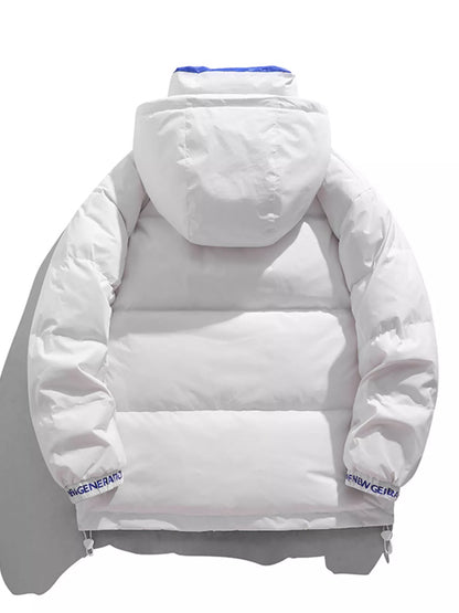 Men's Full Size Contrast Hooded Jacket with Drawstring Hem Plus Size