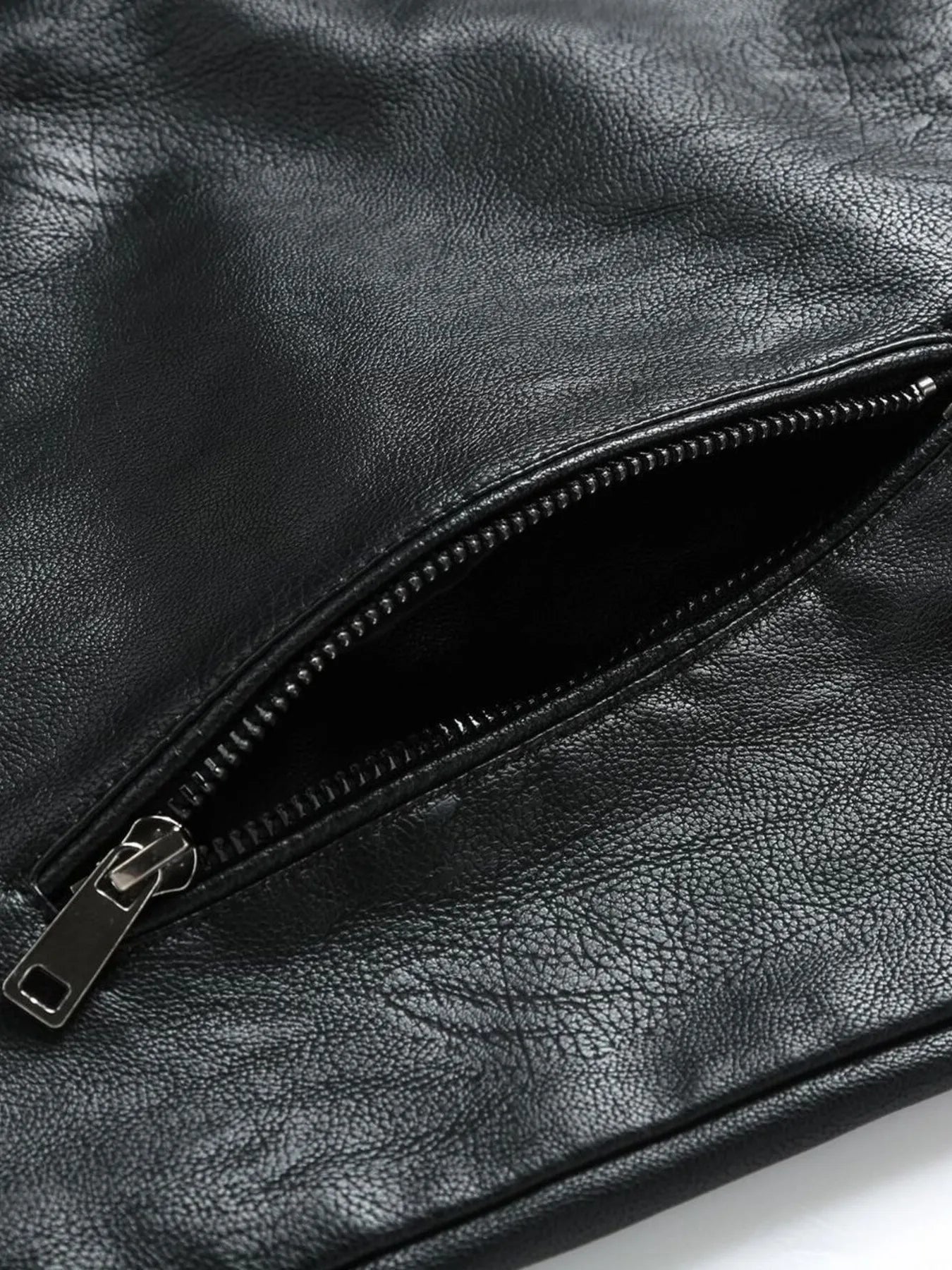 Men's Plus Size Zip Up Leather Moto Jacket