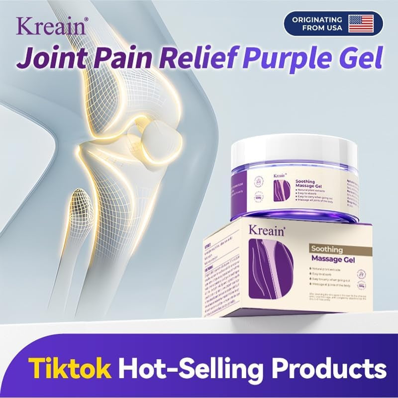 Kreain Nature Soothing Massage Relief Gel, Joint Purple Gel Cooling Soothes Cream For Knees, Hand Arthritis, Lumbar, Neck And Shoulders