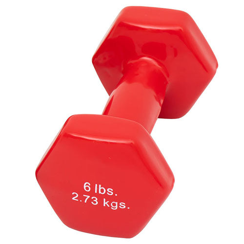 6 Lb Vinyl Dumbbell Weight - Color Coded Cast Iron - Single
