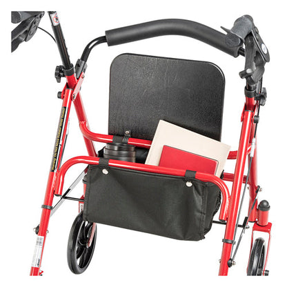 Steel Rollator Walker with Seat, 7.5" Casters, Under-Seat Pouch & Red Finish