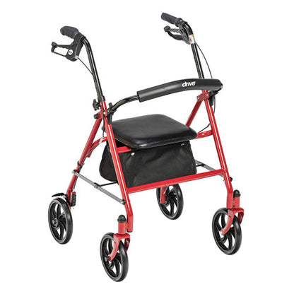 Steel Rollator Walker with Seat, 7.5" Casters, Under-Seat Pouch & Red Finish