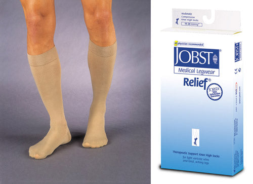 Jobst Relief 15-20 mmHg Knee High Compression Stockings - Beige - Large