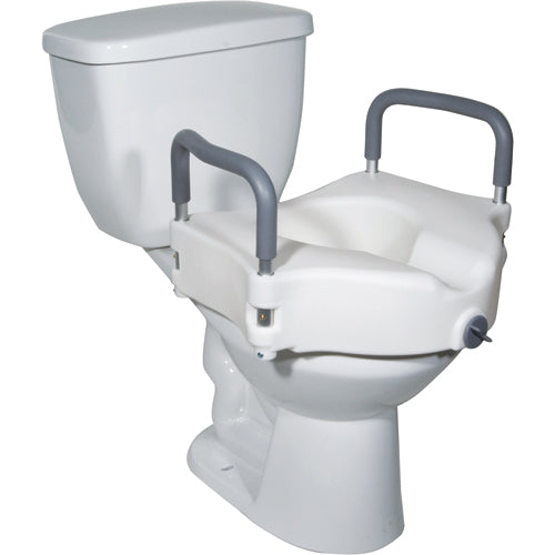 Raised Toilet Seat with Padded Removable Arms - 5 Inch Lift & Secure Locking
