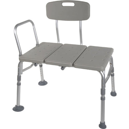 Drive Transfer Bench with Backrest - Adjustable Height, 400 lb Capacity - Gray