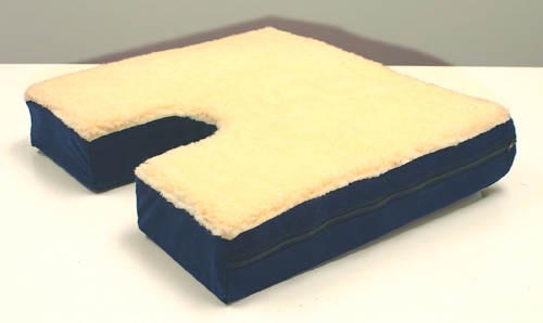 Coccyx Gel Seat Cushion with Fleece Top - 18" W x 16" D x 3" - Pressure Relief for Tailbone & Spine