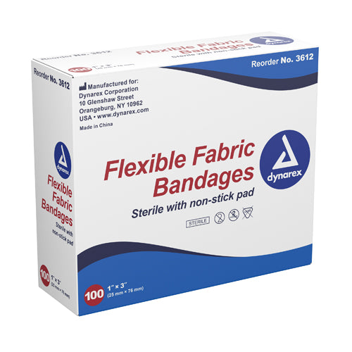 Flexible Fabric Fingertip Bandages 1-3/4 x 3 Inch, Absorbent Non-Stick Pad, 100 Count