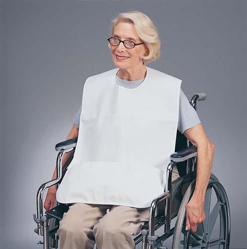 Adult Vinyl Bib with Pocket, Waterproof Clothing Protector, Hook and Loop Closure