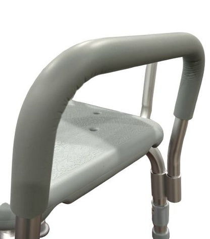 Bathroom Shower Chair with Back and Padded Arms - Adjustable Height, 300 lb Capacity - Cs/2