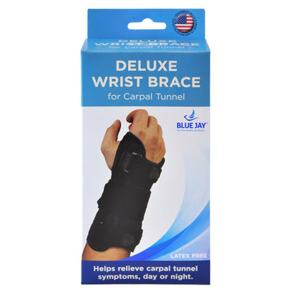 Blue Jay Deluxe Carpal Tunnel Wrist Brace - Black, Right Hand, Sm/Md - Comfortable Support