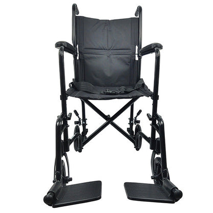 ROLL WITH ME 19" Lightweight Aluminum Transport Wheelchair, Black