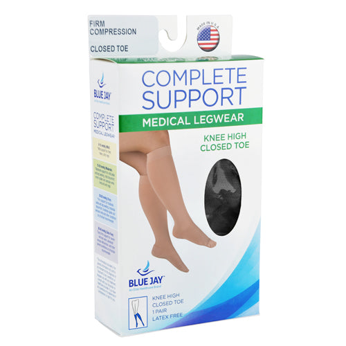 Firm 20-30 mmHg Compression Stockings 3X Black Below Knee Closed Toe - For Varicose Veins & Edema