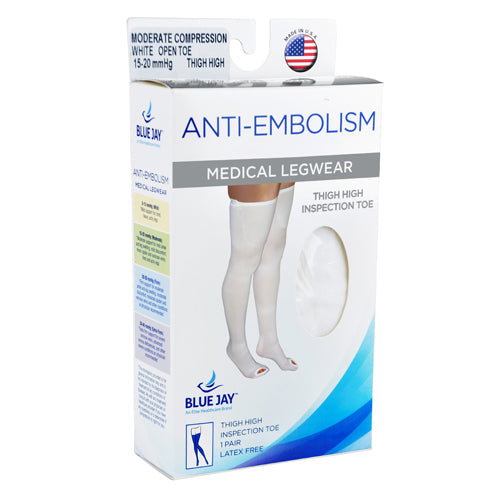 Anti-Embolism Stockings XL Long 15-20 mmHg Thigh High, Inspection Toe, Silicone Grip Top