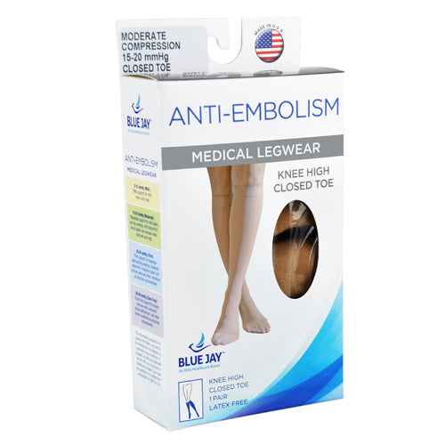 Anti-Embolism Stockings X-Large 15-20 mmHg Closed Toe - Beige Below Knee Compression Stockings