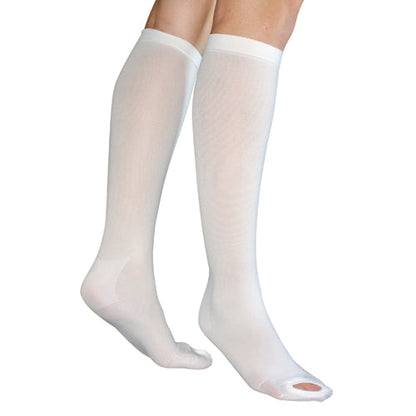 Anti-Embolism Stockings: 15-20 mmHg, Below Knee, Inspection Toe, White, Medium/Regular