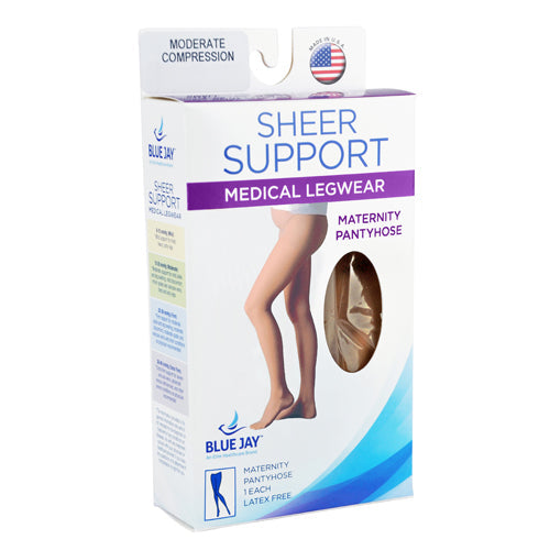 Ladies' Sheer Maternity Panty Hose 15-20 mmHg - Petite Beige Compression Stockings for Pregnancy