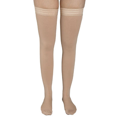 20-30 mmHg Firm Compression Thigh High Stockings - Beige, Stay-Up Top, Closed Toe - Medium