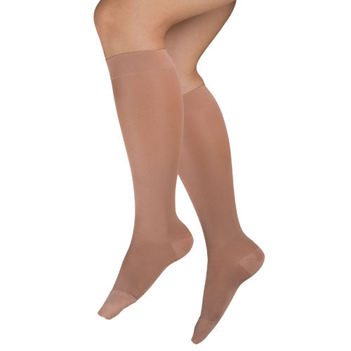 Sheer Beige Compression Knee High Stockings 15-20 mmHg - Mild Support for Women