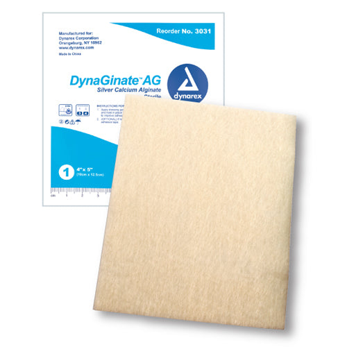 DynaGinate AG Silver Calcium Alginate Wound Dressing 4 x 5 Inches - Antibacterial Protection Bx/10