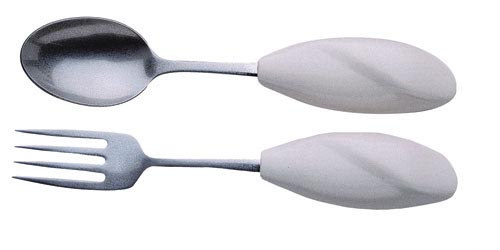 Comfortable Built-Up Handle Spoon and Fork Holders (Pair) - Aids to Daily Living