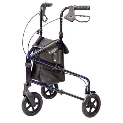 Carex Trio 3-Wheel Rollator Walker - Lightweight, Folding Mobility Aid with Storage Bag