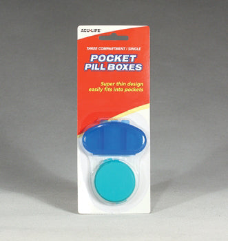 Daily Pill Organizer Box with Round Pod - 3 Compartment Pill Case, Assorted Colors