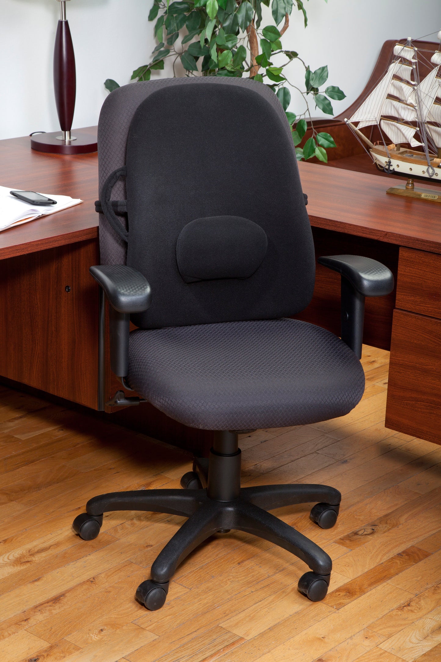 ObusForme Lowback Backrest Support - Black Lumbar Cushion for Posture & Comfort
