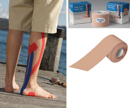 Kinesiology Tape - Beige Elastic Athletic Sports Tape 2 in x 16.5 ft for Muscle Support & Injury Recovery
