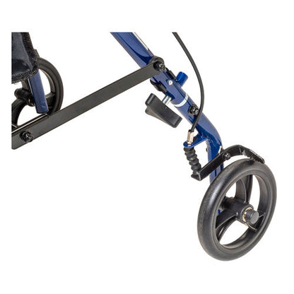 Blue Steel Rollator Walker with 6" Wheels, Padded Seat, and Adjustable Height