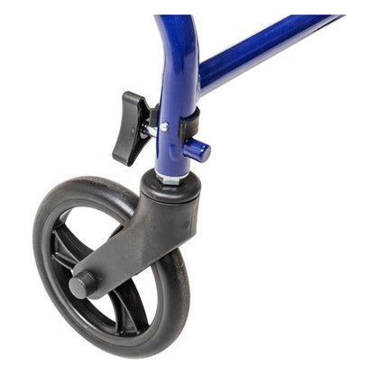 Blue Steel Rollator Walker with 6" Wheels, Padded Seat, and Adjustable Height