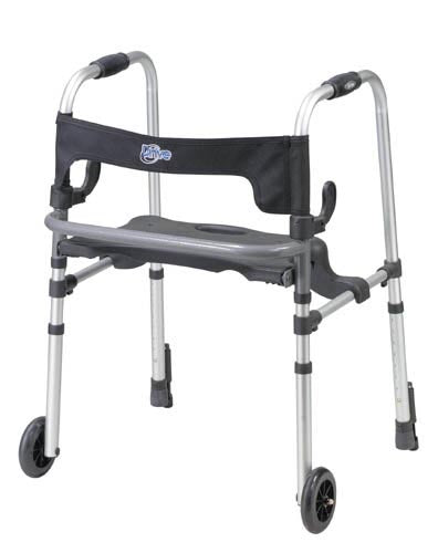 Clever-Lite Walker with Seat, Push-Down Brakes, and Flip-Up Seat - 300 lb Capacity