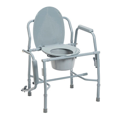 Drop Arm Commode, Deluxe Steel, Adjustable Height, 300 lb Capacity