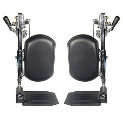 Articulating Elevating Leg Rests Pair - Aluminum Footplate, Chrome Extensions - for Lightweight Wheelchairs