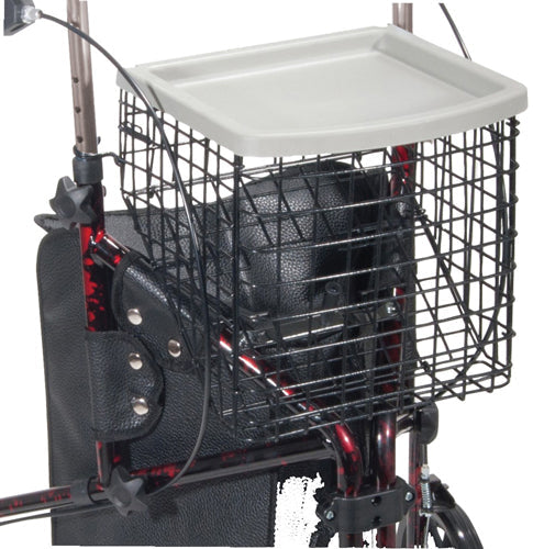 Flame Red 3-Wheel Rollator Walker with Basket, Pouch, Adjustable Handles - 300 lb Capacity