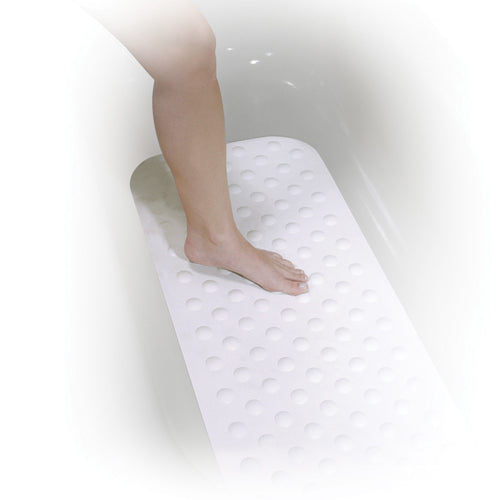Large White Bathtub Mat 15.75 x 35.5 - Non-Slip, Mold Resistant Bath Safety Mat