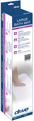 Large White Bathtub Mat 15.75 x 35.5 - Non-Slip, Mold Resistant Bath Safety Mat