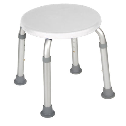 Drive Bath Stool - Round, White, Adjustable Height, Aluminum Frame, 300 lb Capacity